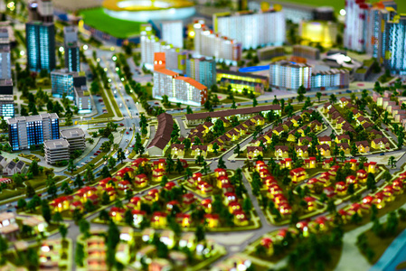 现代绿色城市的缩影模型