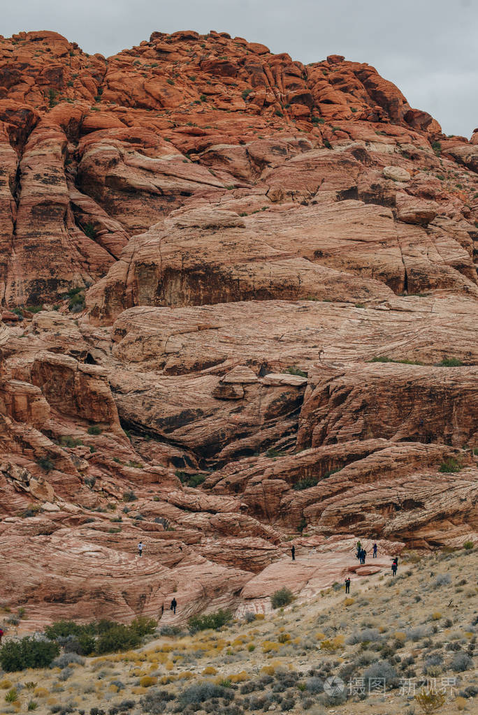 美国内华达州拉斯维加斯红岩峡谷国家休闲区岩石沙漠景观