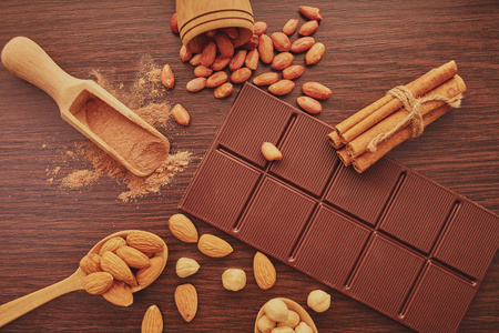 chocolate bar and nuts 