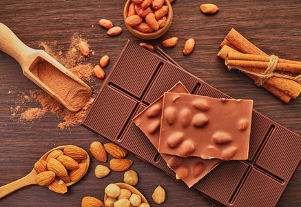 chocolate bar and nuts 