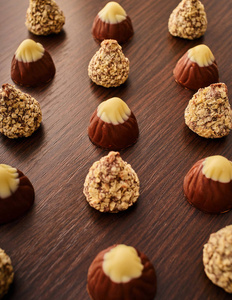 chocolate truffle candies closeup 