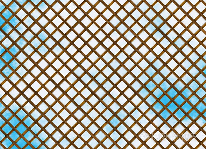 天空背景上斜木板的木格子照片 正版商用图片27dx35 摄图新视界 天空背景上斜木板的木格子照片 正版商用图片27dx35 摄图新视界