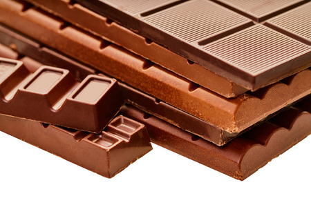 set of chocolate bars closeup 