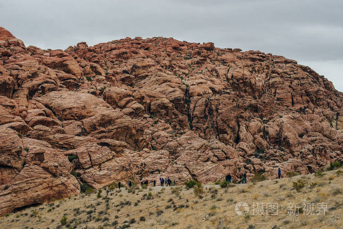美国内华达州拉斯维加斯红岩峡谷国家休闲区岩石沙漠景观