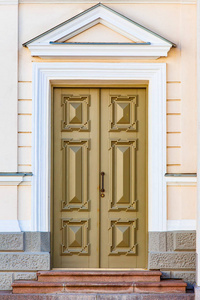 古铜色木门,入口概念.城市建筑照片