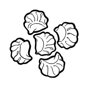 点心.黑白线性图形.水墨手绘.亚洲食品.中国菜.手绘插图.