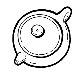 陶瓷茶壶.黑白线性图形.水墨手绘.亚洲食品.中国菜.手绘插图.照片