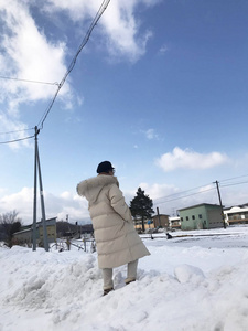 冬天 行走 森林 女人 天空 小孩 滑雪 自然 公园 乐趣