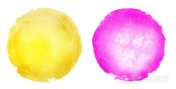 以白色为背景的两个水彩画圆圈