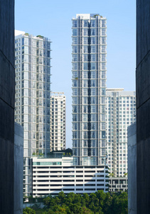 View of the modern apartment buildings 