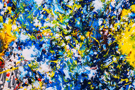 用滴水技巧画的画.混合不同颜色的红黄蓝白黑.水平方向.照片