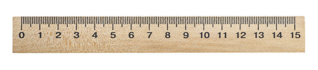白色背景上孤立的木尺水平图像照片