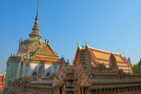 寺庙 壮丽 佛教 泰语 曼谷 泰国 古老的 修道院 天空
