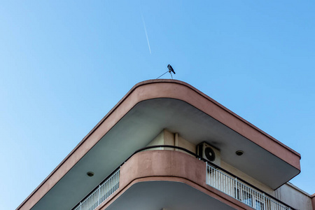 a bottom up architectural shoot to corner of an old building   