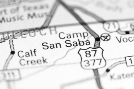 圣萨巴。德克萨斯州。地图上的美国