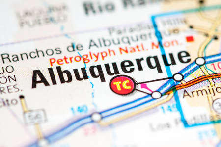 阿尔伯克基。新墨西哥州。地图上的美国