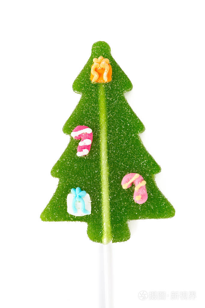 白色隔离圣诞树棒棒糖