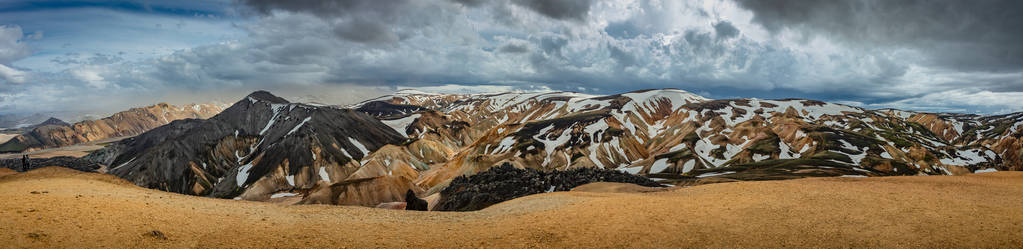 标志性的彩色彩虹火山山脉全景图片