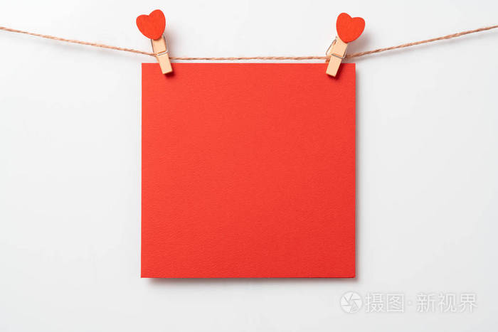红色便笺纸贴纸概念情人节背景