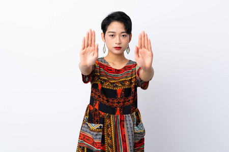 漂亮的 防守 女士 连衣裙 演播室 越南 中国人 女人 手势