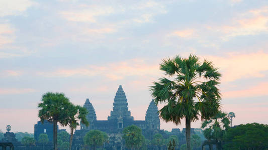 Popular tourist attraction ancient temple complex Angkor Wat in 