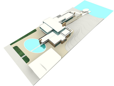 极简现代房地产鸟瞰总平面图，3D渲染