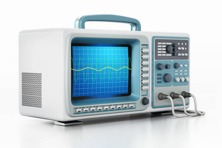 白底隔离示波器。三维插图