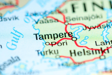 坦佩雷。地图上的芬兰