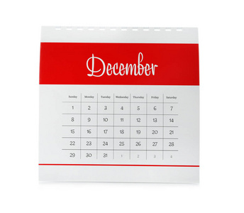 白色隔离纸日历。规划概念