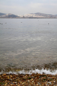 傍晚 美丽的 太阳 阳光 海岸 海景 天空 波动 海洋 伊斯坦布尔