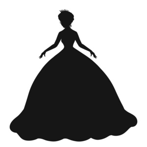 戴着王冠和玛格尼的跳舞公主或新娘的剪影照片