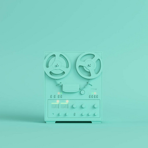 Reel to reel type recorder on bright green background in pastel 