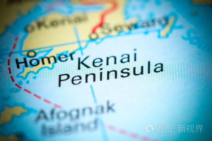 基奈半岛地图上的美国