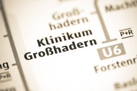 Klinikum Grosshadern车站。慕尼黑地铁地图。