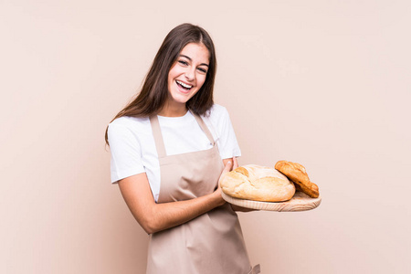 面包 工人 白种人 面包师 赢家 女孩 享受 职业 工作