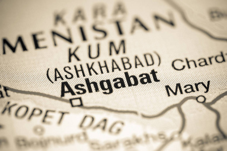 地图上的土库曼斯坦阿什哈巴德
