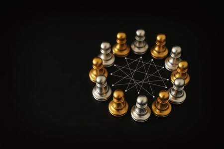 象棋游戏的图像。商业竞争战略领导力和成功理念