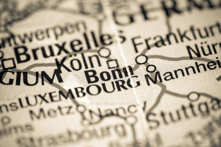 波恩。地图上的德国