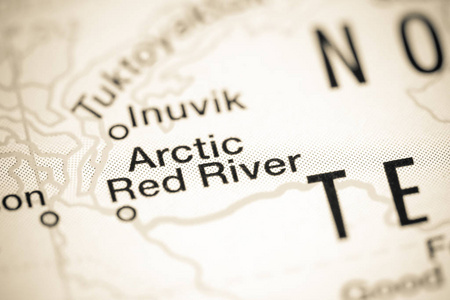 北极红河。地图上的加拿大
