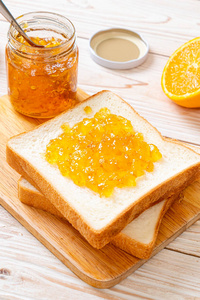 Slices of bread with orange jam 