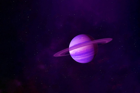 粉红色的土星行星。这些元素是由美国宇航局提供的。
