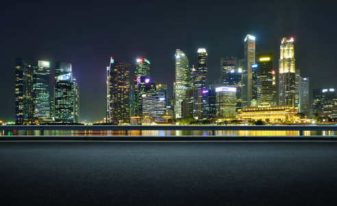 新加坡 风景 交通 摩天大楼 建筑 照亮 黄昏 建筑学 暮光