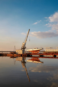 天空 航运 造船厂 建设 商业 货运 港湾 终端 起重机