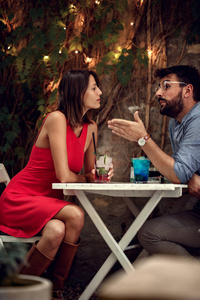 Cheerful  man and woman and happy moments together. 