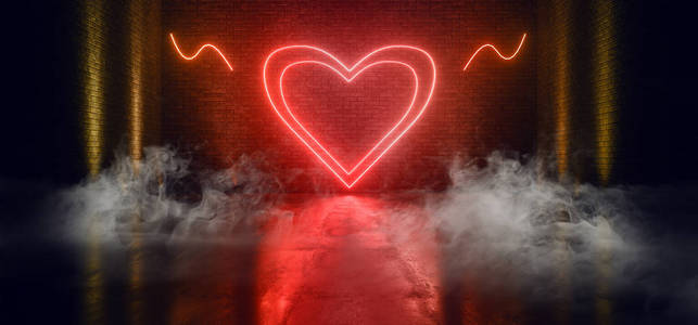 Smoke Sci Fi Futuristic Valentine Neon Laser Orange Red Glowing 