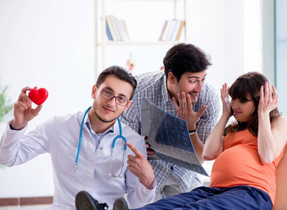 孕妇和丈夫在诊所看医生