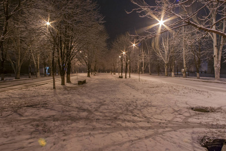 夜雪城市街道图片