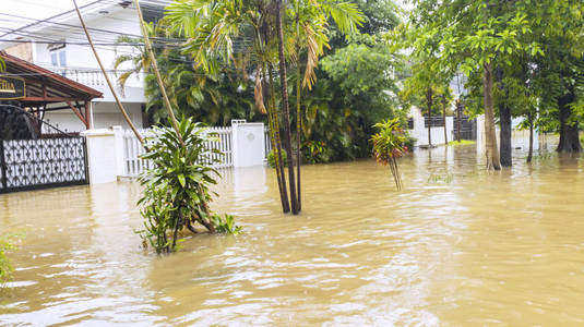 雅加达市住宅遭暴雨淹没