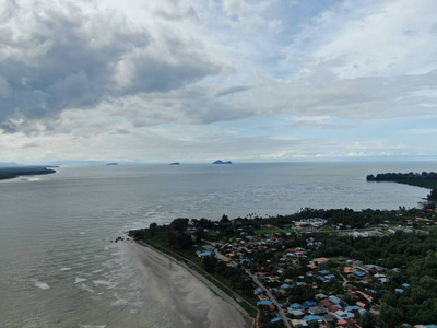 婆罗洲 海鲜 村庄 美丽的 沿海 马来西亚 海滩 海洋 旅游业