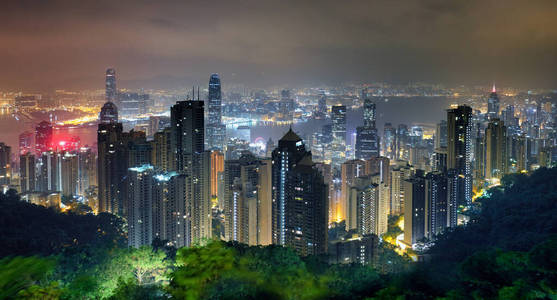 从Victoria山峰看香港夜景